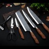 Комплект стоманени ножове Everrich, 6 части, тъмно дърво