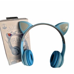 Детски безжични слушалки, котешки уши, Bluetooth, микрофон