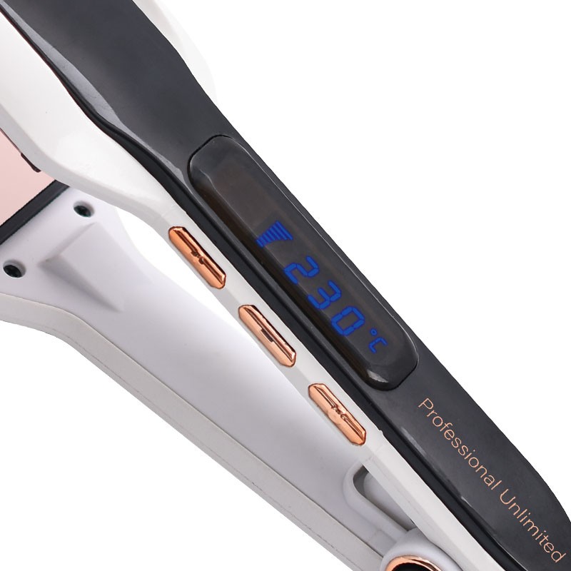 Преса за коса LHS-5305, 230°C, LCD дисплей, Бяла и Сива