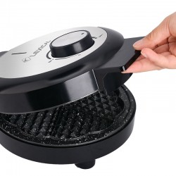 Гофретник Lexical LWM-2404, 1000W, керамично покритие, Черен/Сив