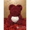 Мече от рози - тъмно червено със сърце 25cm