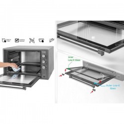 Електрическа фурна ICQN, 2000W, 60л, 61x38x42см, Черен мат