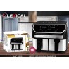 Двоен фритюрник с горещ въздух AirFryer Lexical, 1700 W, Дигитален, Две кошници 9 литра, Тouch Screen, LED дисплей, Черен/Инокс