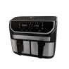 Двоен фритюрник с горещ въздух AirFryer Lexical, 1700 W, Дигитален, Две кошници 9 литра, Тouch Screen, LED дисплей, Черен/Инокс