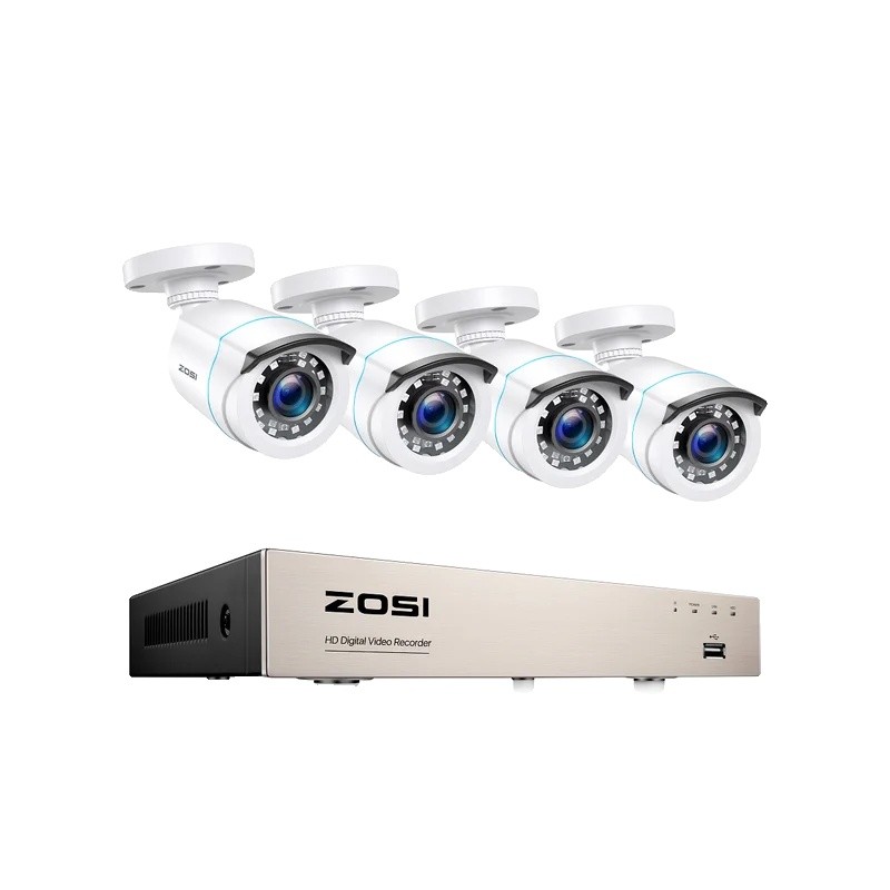 2T Система за видеонаблюдение, Zosi, 2T, 1080P, H.265+, Бял