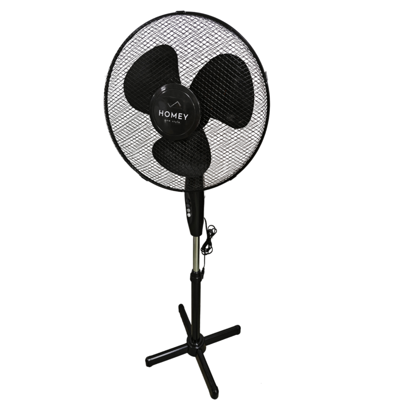 Вентилатор на стойка HOMEY, 16", 35W, 3 скорости, Черен
