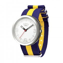 Часовник Bill's Watches Addict Водоустойчив, Текстилна каишка, Navy Blue / Yellow, Син Жълт