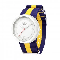 Часовник Bill's Watches Addict Водоустойчив, Текстилна каишка, Navy Blue / Yellow, Син Жълт