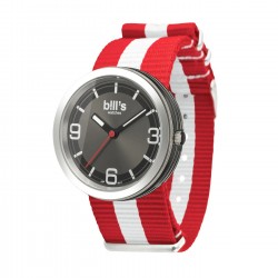 Часовник Bill's Watches Addict Водоустойчив, Текстилна каишка, Red / White, Червен Бял