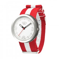 Часовник Bill's Watches Addict Водоустойчив, Текстилна каишка, Red / White, Червен Бял