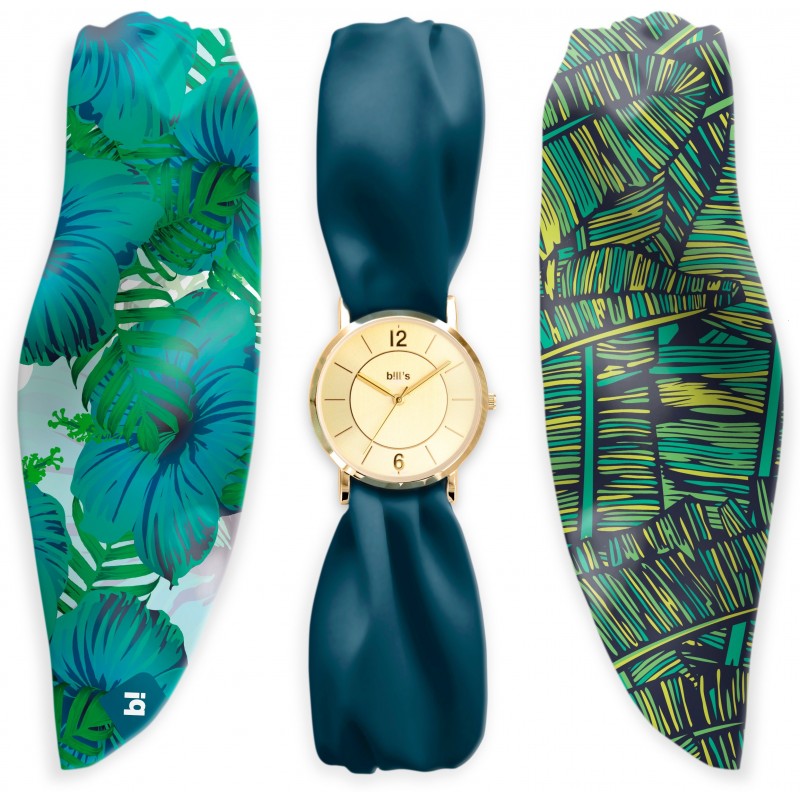 Часовник Bill's Watches Trend Водоустойчив, 3 сатенени шалчета, Banana Palm