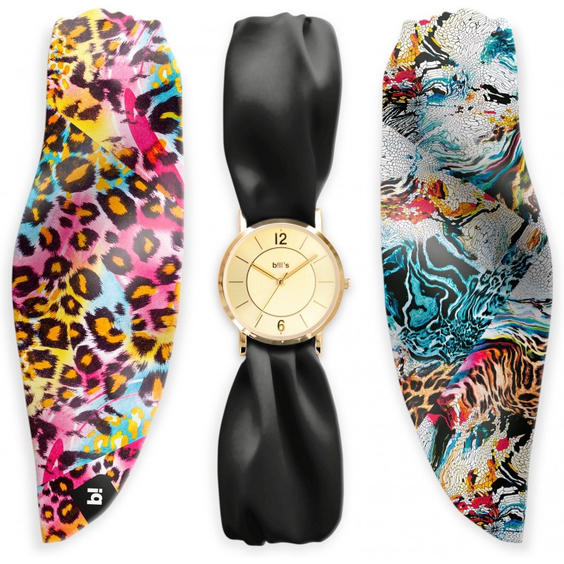 Часовник Bill's Watches Trend Водоустойчив, 3 сатенени шалчета, Leopride