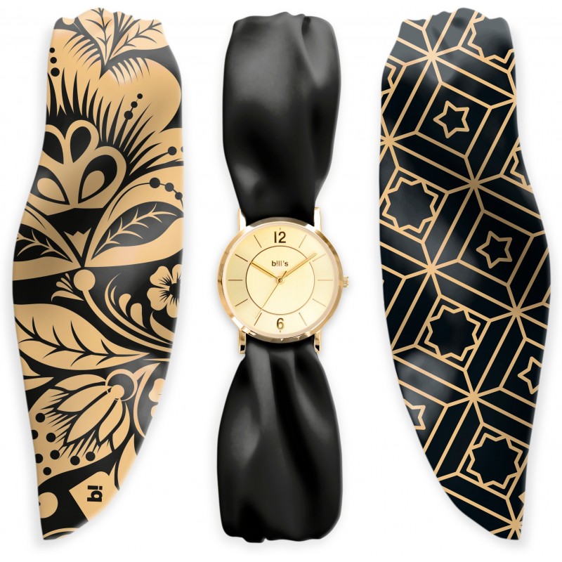 Часовник Bill's Watches Trend Водоустойчив, 3 сатенени шалчета, Dark Gold