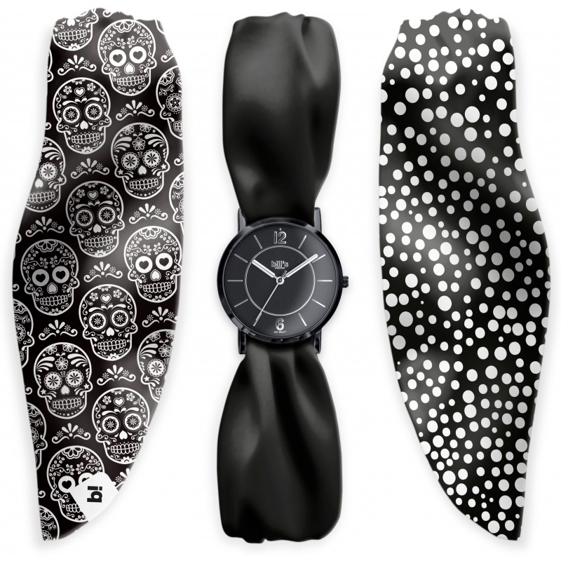 Часовник Bill's Watches Trend Водоустойчив, 3 сатенени шалчета Calavera