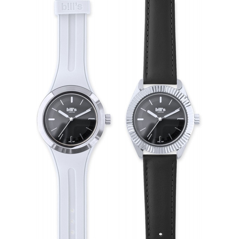 Часовник Bill's Watches Twist, Водоустойчив, 2 Сменяеми каишки, White & Black, Бял и черен