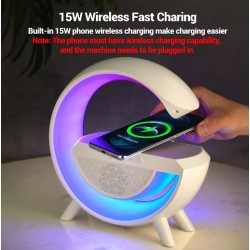 Бързо безжично зарядно устройство 15 W, Високоговорител 3 в 1, Bluetooth , RGB светлина, бял