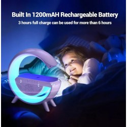 Бързо безжично зарядно устройство 15 W, Високоговорител 3 в 1, Bluetooth , RGB светлина, бял
